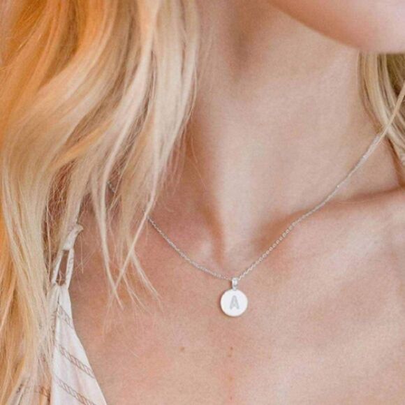 Silver Initial Alphabet Lettet Pendant Necklace - Picture 1 of 7